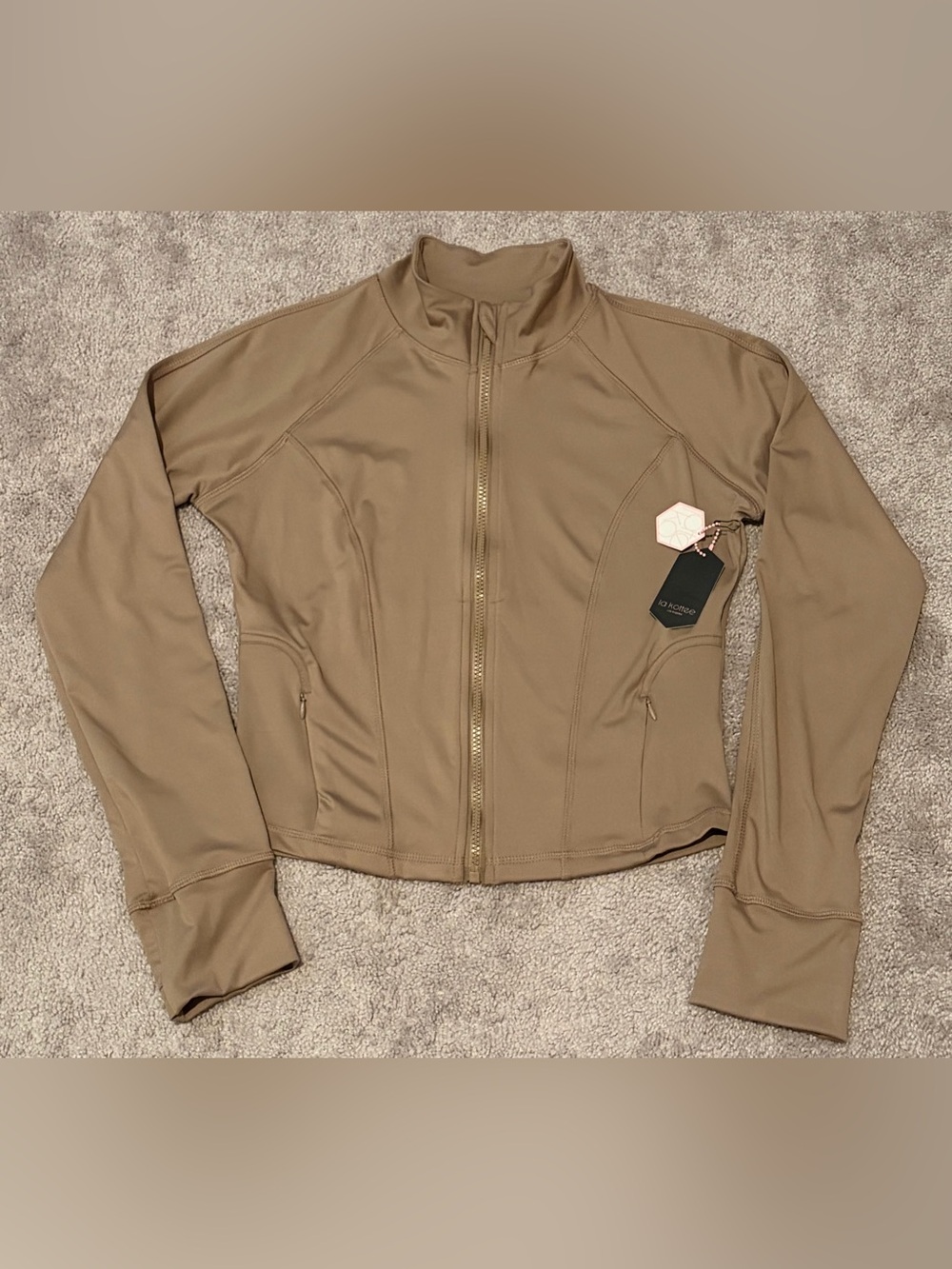 NWT La Kottee Women’s Brown Atheltic Full Zip Short Jacket Size Large